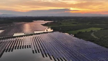 aerial view of solar panels in power plant 