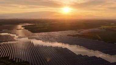 aerial view of solar panels in power plant 