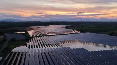 aerial view of solar panels in power plant 