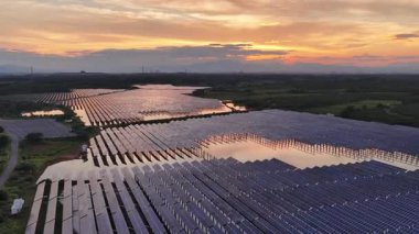 aerial view of solar panels in power plant 