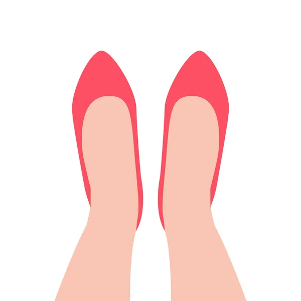 Röda skor uppifrån. Kvinnors klassiska skor — Stock vektor