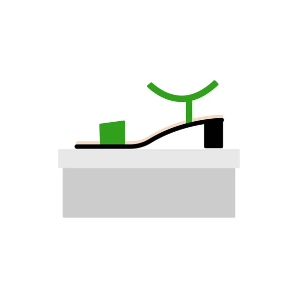Πράσινα πέδιλα με πλευρική θέα, προφίλ. Γυναικείο παπούτσι — Διανυσματικό Αρχείο