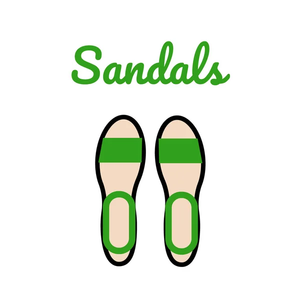 Open sandals top view. Women's casual shoes — Stock Vector