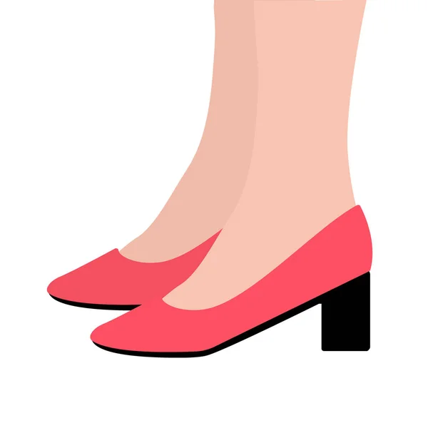 Red shoes side view. Women's classical shoes — Stock Vector