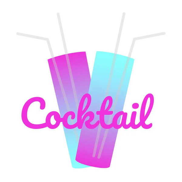 Copo de cocktail com gradiente. Bebida refrescante. Coquetel de inscrição — Vetor de Stock