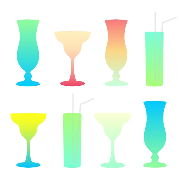 Set Cocktailglas mit Gefälle. Drei erfrischende Drinks — Stockvektor