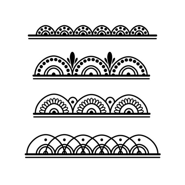 Простые элементы в стиле Мехнди. Набор креативных пограничных украшений — стоковый вектор