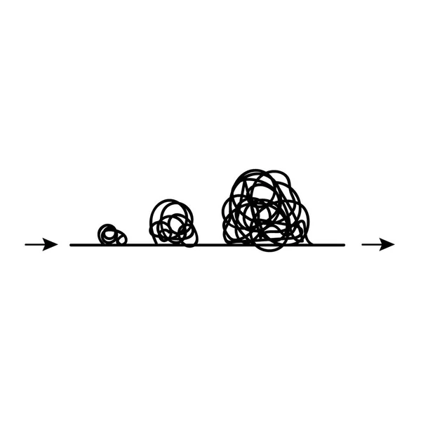 Čára s klikatých kulatou složkou. Složitý způsob s překážkami a potížemi — Stockový vektor