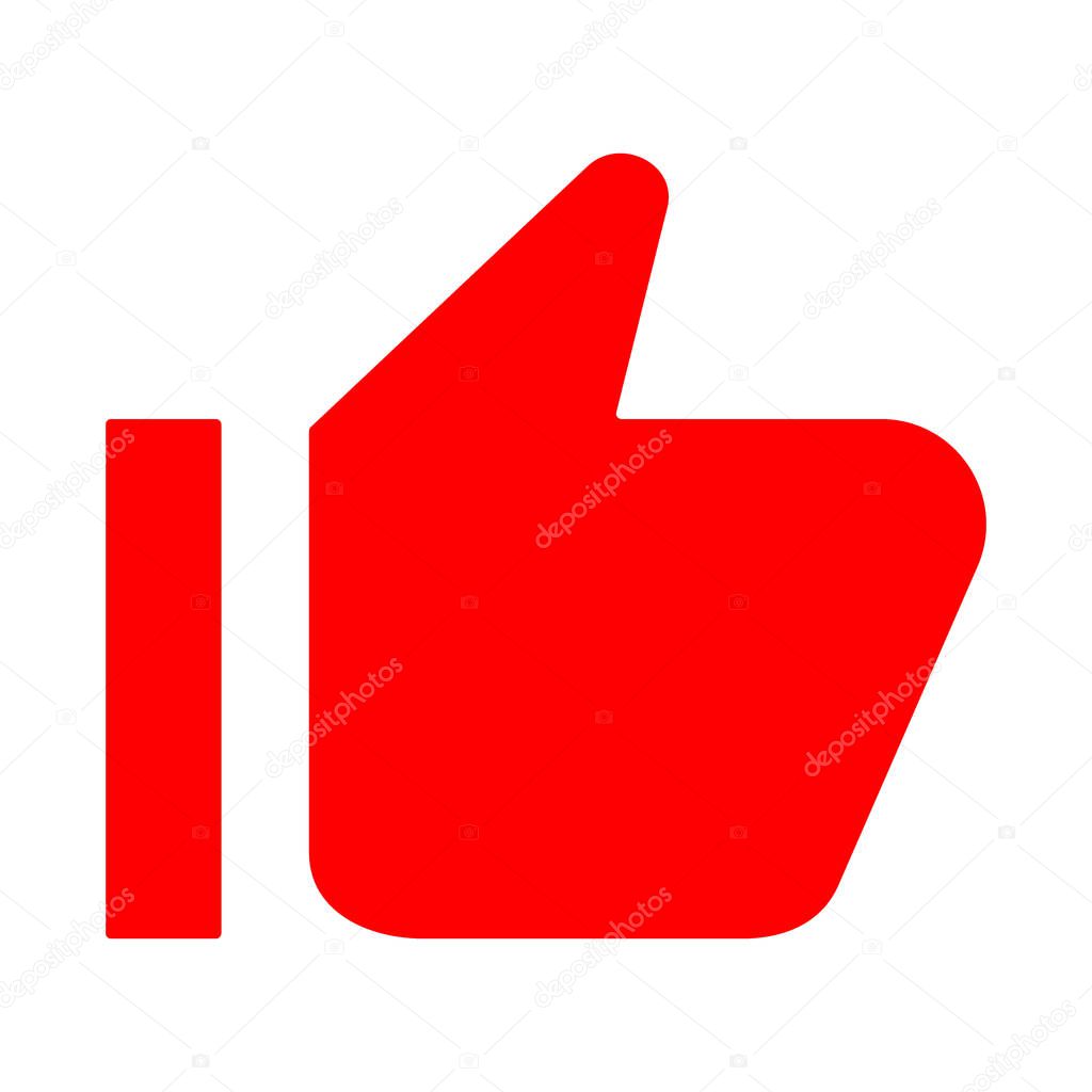 Red thumb up icon. Like, approval. Vector