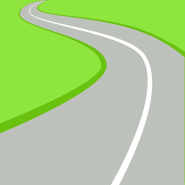 Carretera curva con marca blanca. Ilustración vectorial — Vector de stock