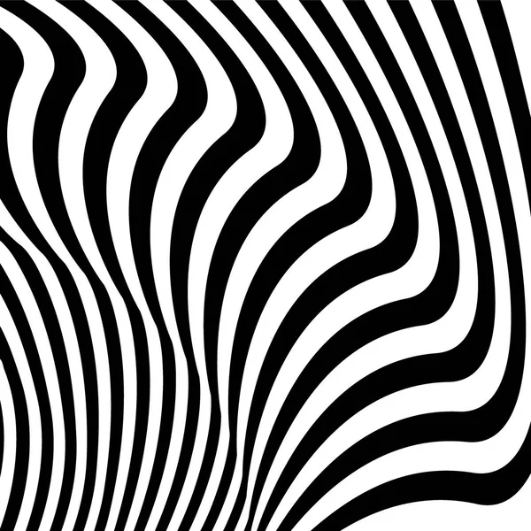 Абстрактный рисунок волнистых черных полос. Искажение, аналог оптической иллюзии. Векторная иллюстрация — стоковый вектор