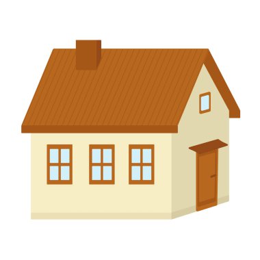 Basit bir kır evi. Beyaz arka planda yalıtılmış vektör çizimi