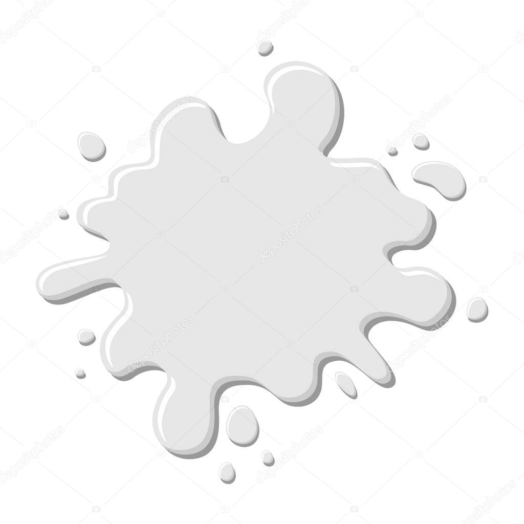Gray abstract mocap splash fluid. Stain with splashes of water, milk, liquid, paint. Vector illustration on white background