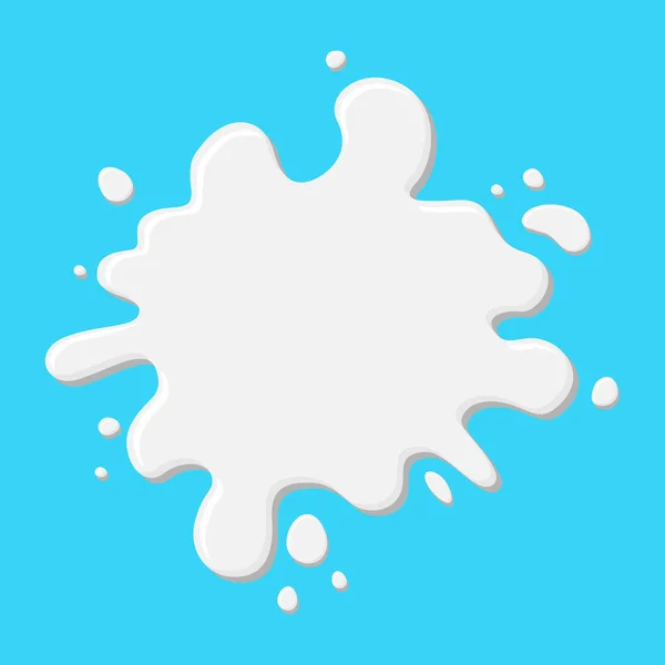 Fluido di spruzzata di mocap astratto bianco. Macchia con spruzzi d'acqua, latte, liquido. Illustrazione vettoriale isolata su sfondo blu — Vettoriale Stock