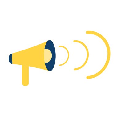 Hoparlör, megafon. Reklam, duyuru, dikkat afişi. Beyaz arka planda vektör çizimi