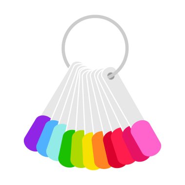 Manikür için sahte tırnaklar lehçe seti. Yapay çivi, renk swatches ile renk laquer palet. Vektör çizimi