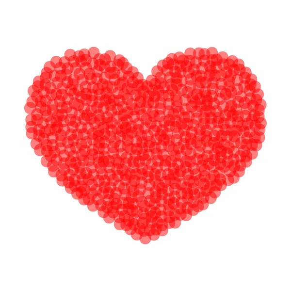 Corazón como signo de amor de los círculos rojos. Ilustración vectorial — Vector de stock