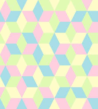 Soyut geometrik dikişsiz desen. Pastel vektör arka planı. Eşkenar dörtgen, elmas şekilli, ızgaralı süs. Zarif grafik dokusu
