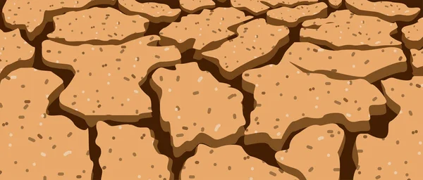 Dürre Wüste Textur. Brauner Hintergrund. Erderwärmung. Rissige Erde. Vektorillustration — Stockvektor