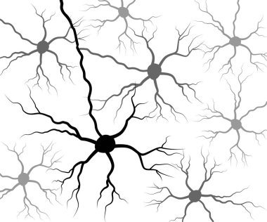 Set black human neuron. Neural network technology science medicine anatomy. Vector illustration clipart