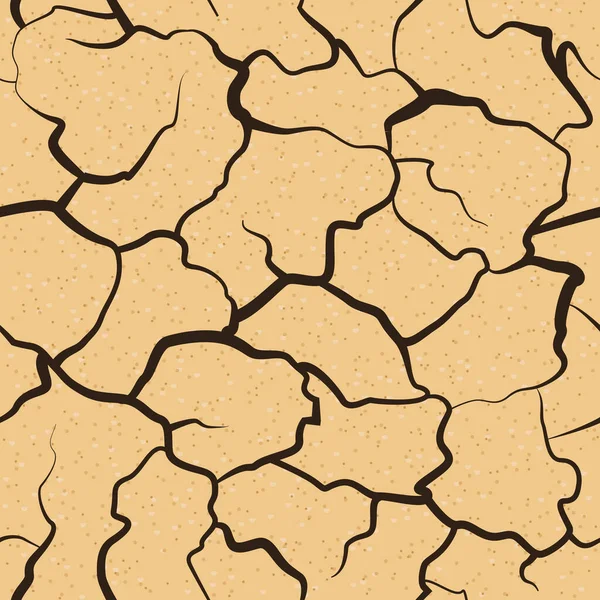 Textura del desierto de sequía. Fondo marrón. El calentamiento global. Tierra agrietada. Ilustración vectorial — Vector de stock