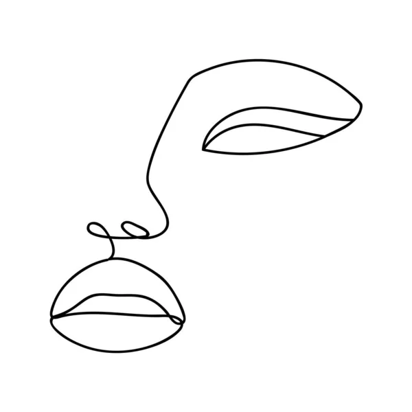 Mulher rosto abstrato, desenho de uma linha. ilustração esboço desenhado à mão. Linha contínua. Mulher retrô. Ilustração vetorial —  Vetores de Stock