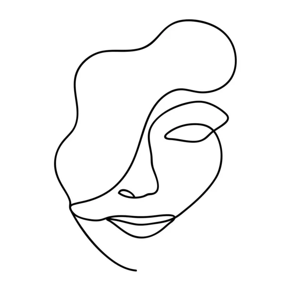 Mulher rosto abstrato, desenho de uma linha. ilustração esboço desenhado à mão. Linha contínua. Mulher retrô. Ilustração vetorial —  Vetores de Stock