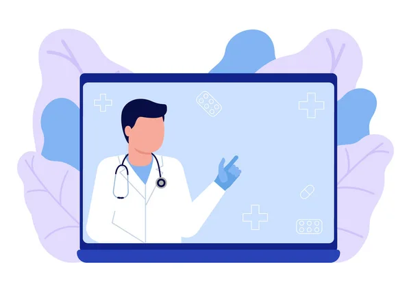 Laporan Medis Online Layanan Konsultasi Dokter Online Konferensi Video Dengan - Stok Vektor