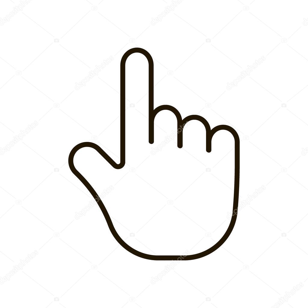 Hand pointer, editable icon. Cursor sign with finger, click. Vector on white background