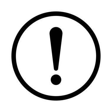 Ünlem işareti, daire şeklinde imzala. Ünlem işareti, uyarı ve dikkat ikonu. Uyarı uyarısı. Vektör illüstrasyonu