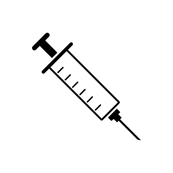 Jeringa Icono Línea Vacuna Inyección Prevención Inmunización Signo Curación Tratamiento — Vector de stock