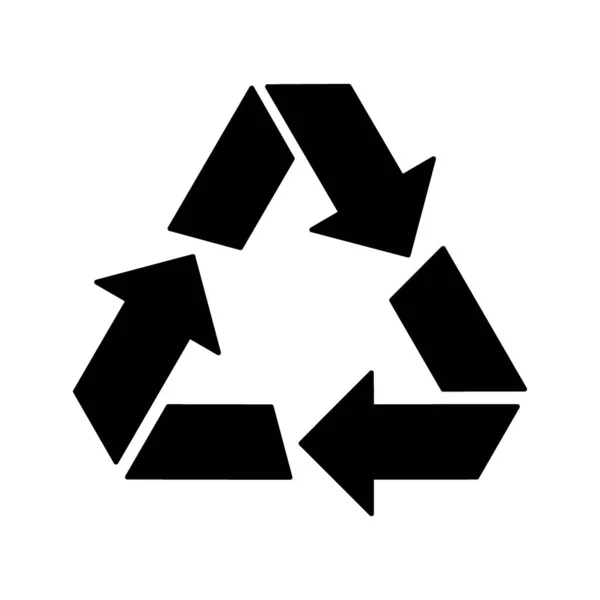 Reciclaje Reutilizar Icono Negro Reducir Consumo Flechas Circulares Procesando Eco — Vector de stock