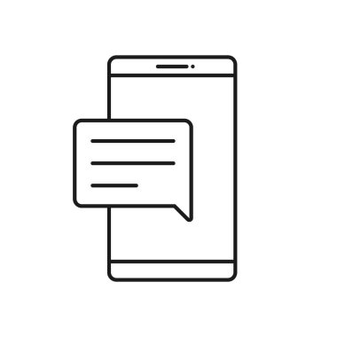 Mesaj cep telefonu hattı simgesi. SMS sembolü, logo, akıllı telefon uygulaması. Vektör