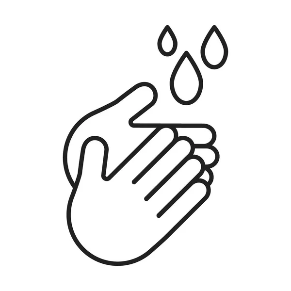 手を洗い アイコンを輪郭線で描きます 水で手の治療 消毒剤 病気の予防 Clean Hands Vector — ストックベクタ