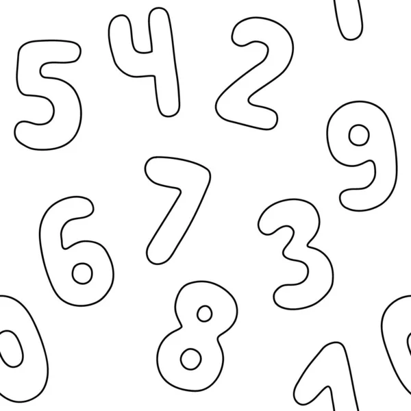 Outline Numbers Seamless Pattern Seamless Pattern Numbers Background Study Mathematics — Stock Vector