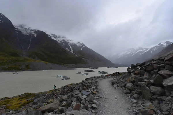 Panoramic View Mountain Bay Parts Glacier Water — Stock Photo, Image