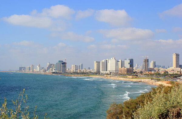 View of coastline from Old Jaffa, Tel Aviv, Israel