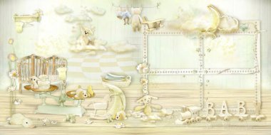 Nazik bebek çerçevesi ile yumuşak oyuncaklar çocuklar için