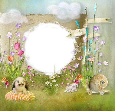 muhteşem çocuk framework orman doğa ile hayvan ve çiçekler