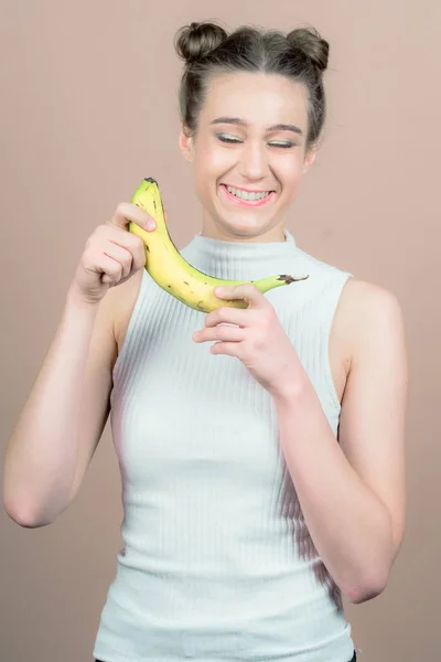 cute girl with a banana