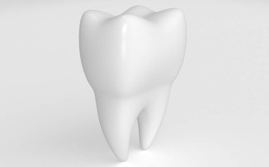 Beyaz arkaplanda üç boyutlu diş çizimi