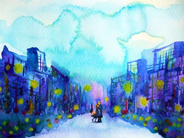 Пара любовник модель сладкие объятия поцелуи в голубой городской фон — стоковое фото