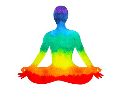 7 renk çakra insan Lotus poz Yoga, soyut dünya, evren