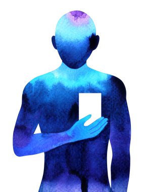 boyama el illüstrasyon insan kapı kalp tutmak suluboya