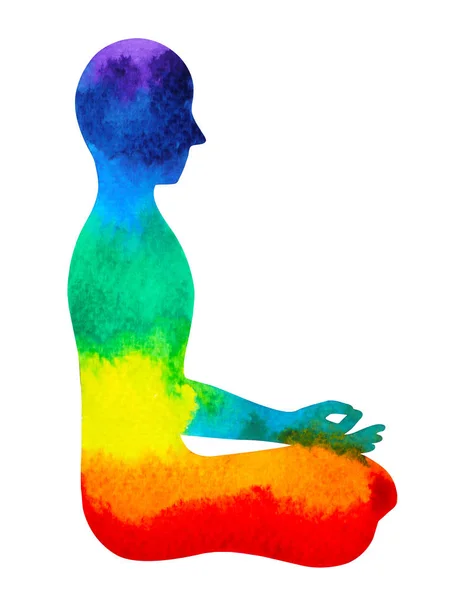 7 färg Chakra mänsklig Lotus pose yoga, abstrakt värld, universum — Stockfoto