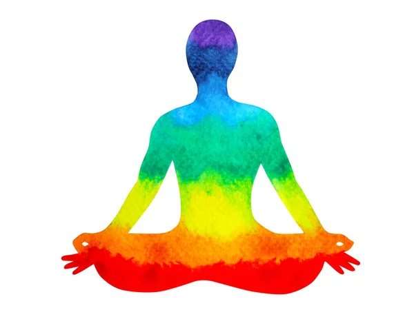 7 colore chakra loto umano posa yoga, mondo astratto, universo — Foto Stock