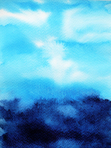 abstract blue white color sky water sea ocean watercolor painting