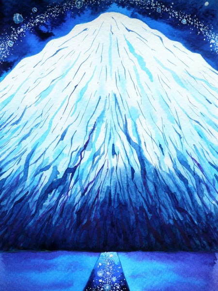 Resim beyaz dağ illüstrasyon mavi suluboya yüksek — Stok fotoğraf