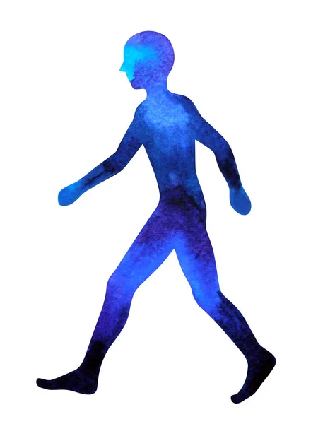 Menschliche Gehpose, abstrakter Körper Aquarell Malerei Handzeichnung — Stockfoto
