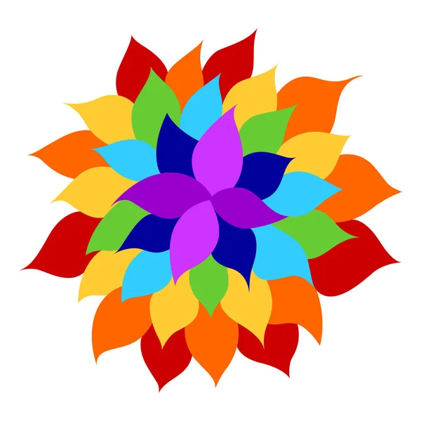 7 csakra színes ikon szimbólum logo jel, virág virágos, vektor design illusztráció — Stock Vector
